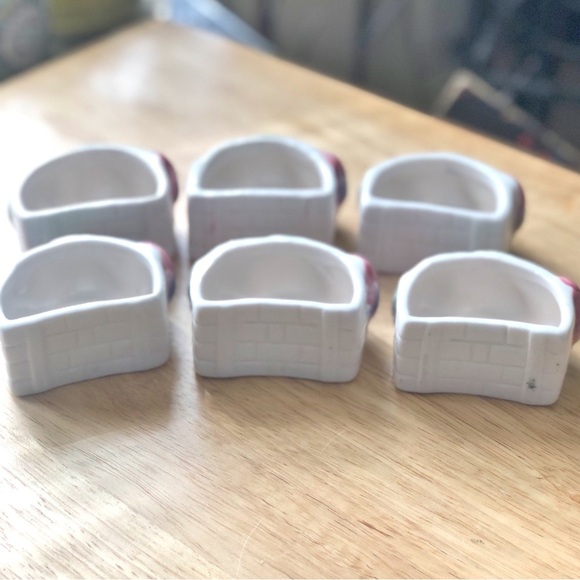 Vintage Town and Country Porcelain Basket Weave Apple Harvest Napkin Rings (6) - Picture 10 of 11